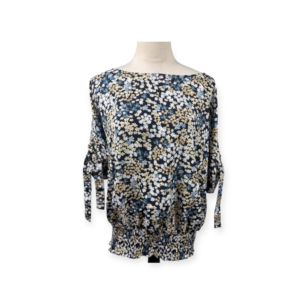 Michael Kors floral short sleeve top with ties on the sleeves size 1X